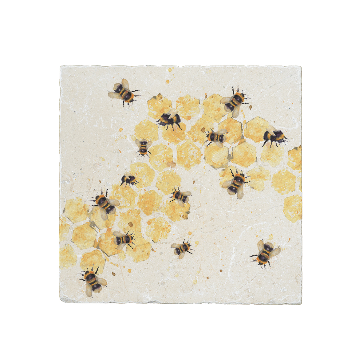 Marble cheese platter - Honeycomb bees (square)