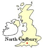 Map of Great Britain showing the location of North Cadbury, Somerset