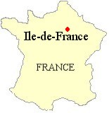 Map of France showing the location of the Ile-de-France