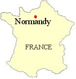 Map of France showing the location of Normandy