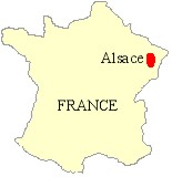Map of France showing the location of Alsace