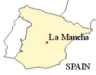 Map of Spain showing the location of La Mancha