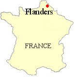 Map of France showing the location of Flanders