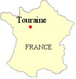 Map of France showing the location of Touraine