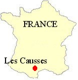 Map of France showing the location of the Les Causses