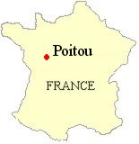 Map of France showing the location of Poitou