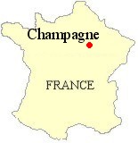 Map of France showing the location of Champagne